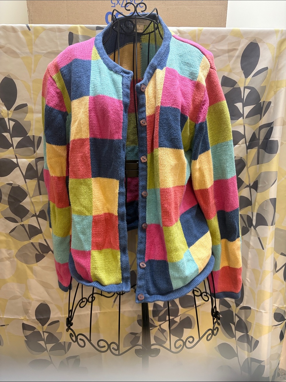 Christopher & Banks Multicolor Patchwork Button-Front Cardigan